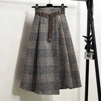 Camilla Traditional Skirt – Elegant A-Line Checkered Maxi Skirt-Grey-L-State of Style