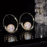 Camille Large Pearl Circle Earrings-Gold-State of Style