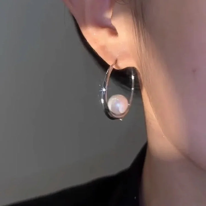 Camille Large Pearl Circle Earrings-Gold-State of Style