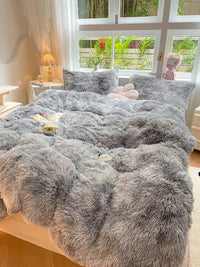 Candy-Coloured Soft Duvet Cover - FluffCandy-Dark Grey-1.5m bed-State of Style