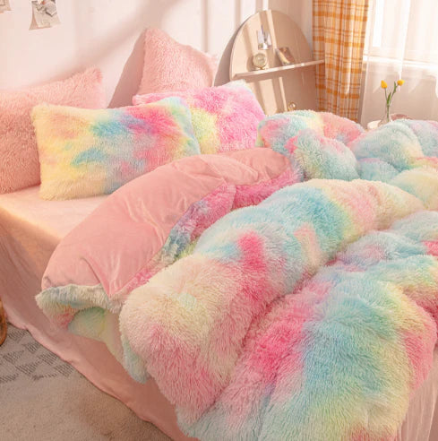 Candy-Coloured Soft Duvet Cover - FluffCandy-Rainbow-1.5m bed-State of Style