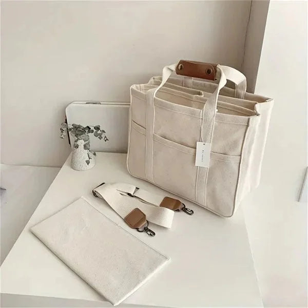 Canvas Tote Bag - UrbanGrace-Beige-State of Style