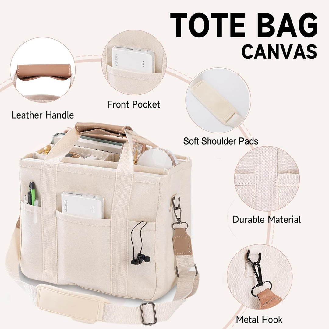 Canvas Tote Bag - UrbanGrace-Beige-State of Style