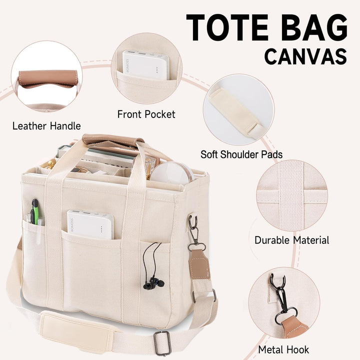 Canvas Tote Bag - UrbanGrace-Beige-State of Style