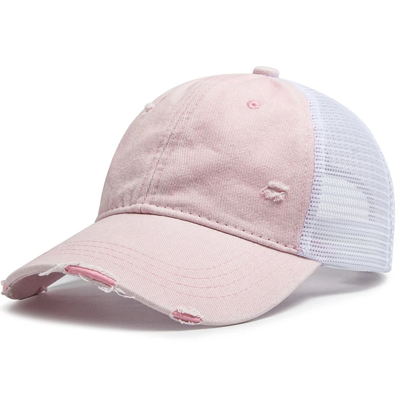 Cap with braid opening & mesh design – buy 1, get 1 free – Liora-Light Pink-State of Style