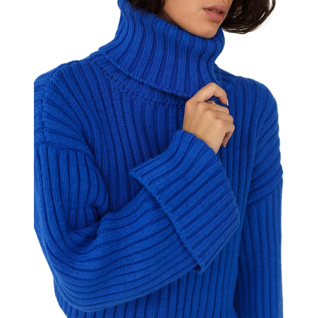 CarlinesShirt | Women's Classic Turtleneck Sweater-Blue-S-State of Style