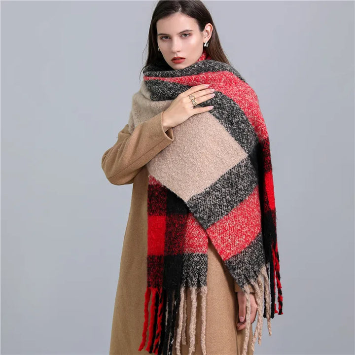 Carmie Checked Scarf – A Stylish Winter Essential-Red-Black-State of Style