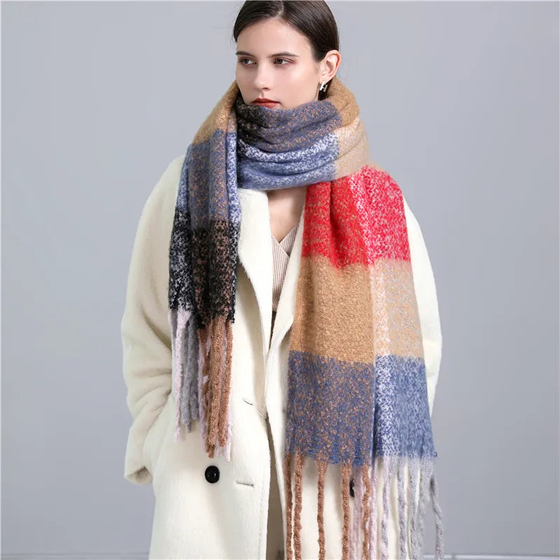 Carmie Checked Scarf – A Stylish Winter Essential-Sky Blue-State of Style