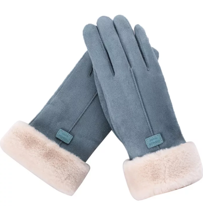 Carrie Faux Suede Gloves | Warm and Stylish-Blue-State of Style