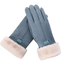 Carrie Faux Suede Gloves | Warm and Stylish-Blue-State of Style