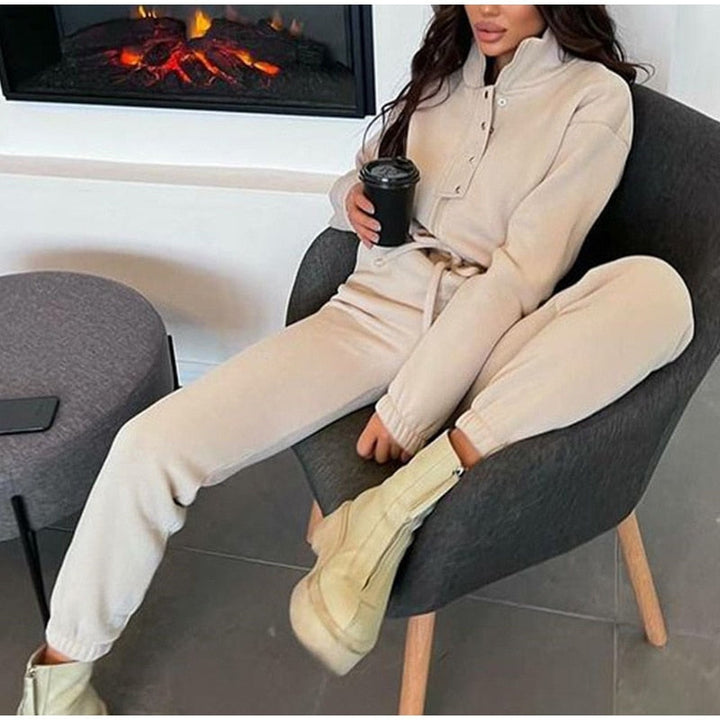 CarriesPack I High-Collar Tracksuit for Women-Black-S-State of Style
