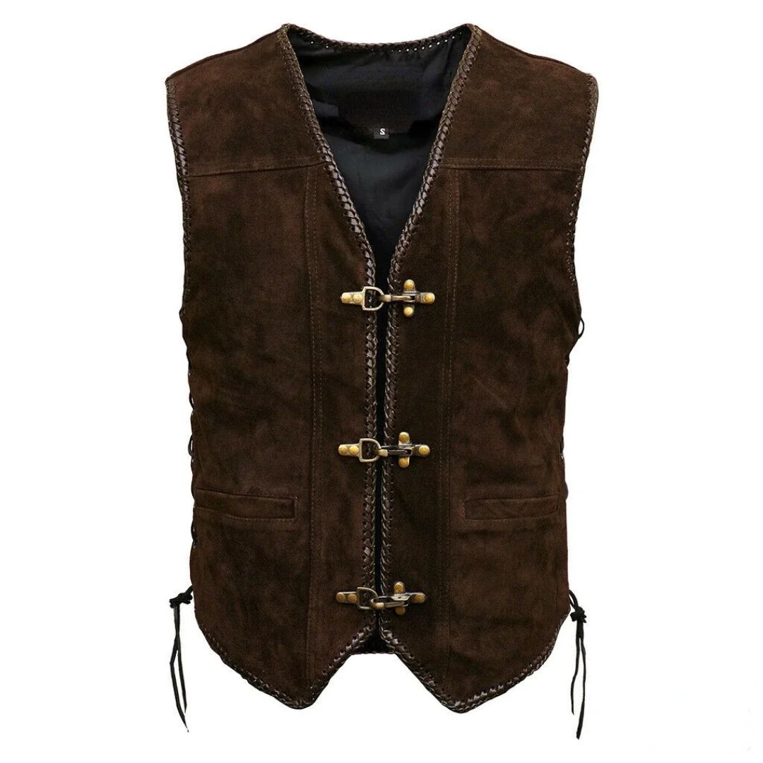 Carter Rustic Suede Waistcoat – Traditional Bavarian-Style with Triple Fastening-M-State of Style