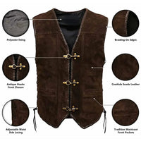 Carter Rustic Suede Waistcoat – Traditional Bavarian-Style with Triple Fastening-M-State of Style