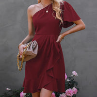 CarterDress | Elegant One-Shoulder Dress for Women-Burgundy-S-State of Style