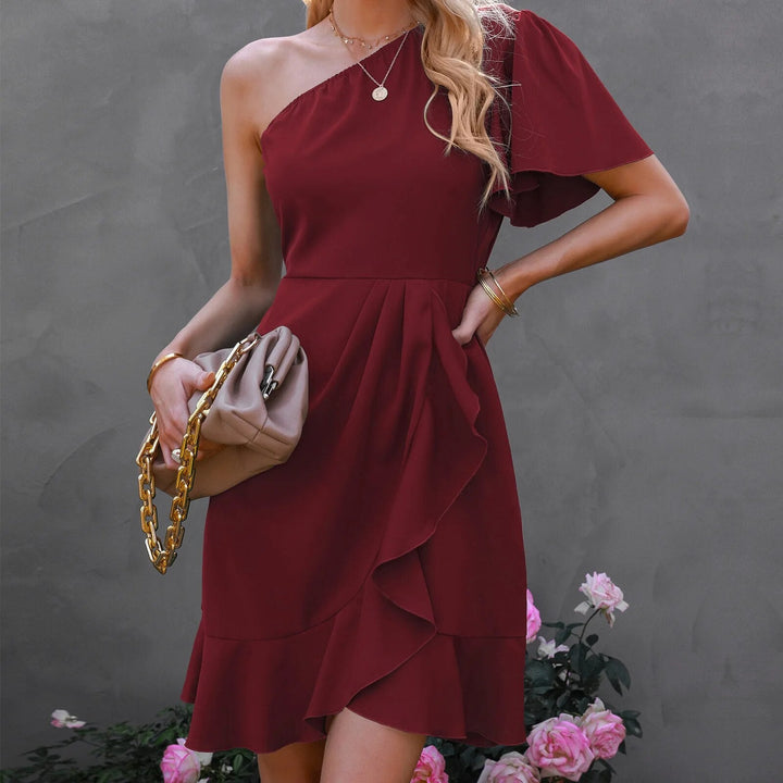 CarterDress | Elegant One-Shoulder Dress for Women-Burgundy-S-State of Style