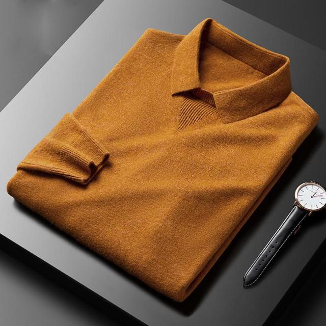 Cashmere Polo Jumper - LuxeRetro-Orange-S-State of Style