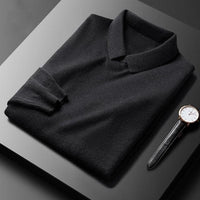 Cashmere Polo Sweater - LuxeRetro-Black-S-State of Style