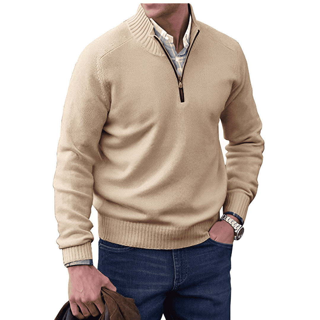 Cashmere Sweater with Zip - Mason-Brown-M-State of Style