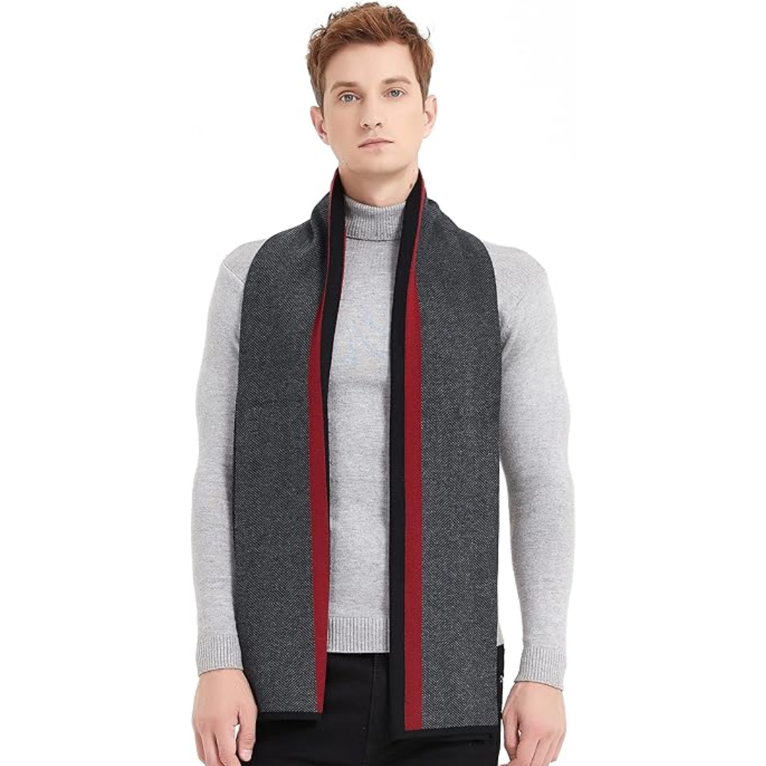 Cashmere Winter Scarf for Men - Ryan-Black/Red-State of Style