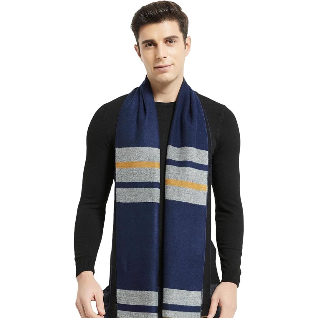 Cashmere Winter Scarf for Men - Ryan-Grey/Blue blanket-State of Style
