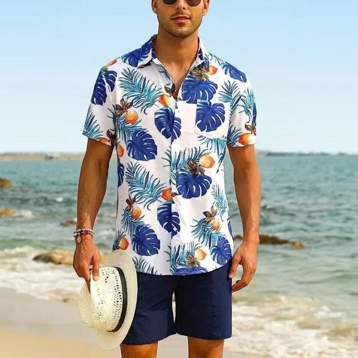 Caspian - Beach Shirt | Hawaiian Short Sleeve Shirt-Blue-M-State of Style