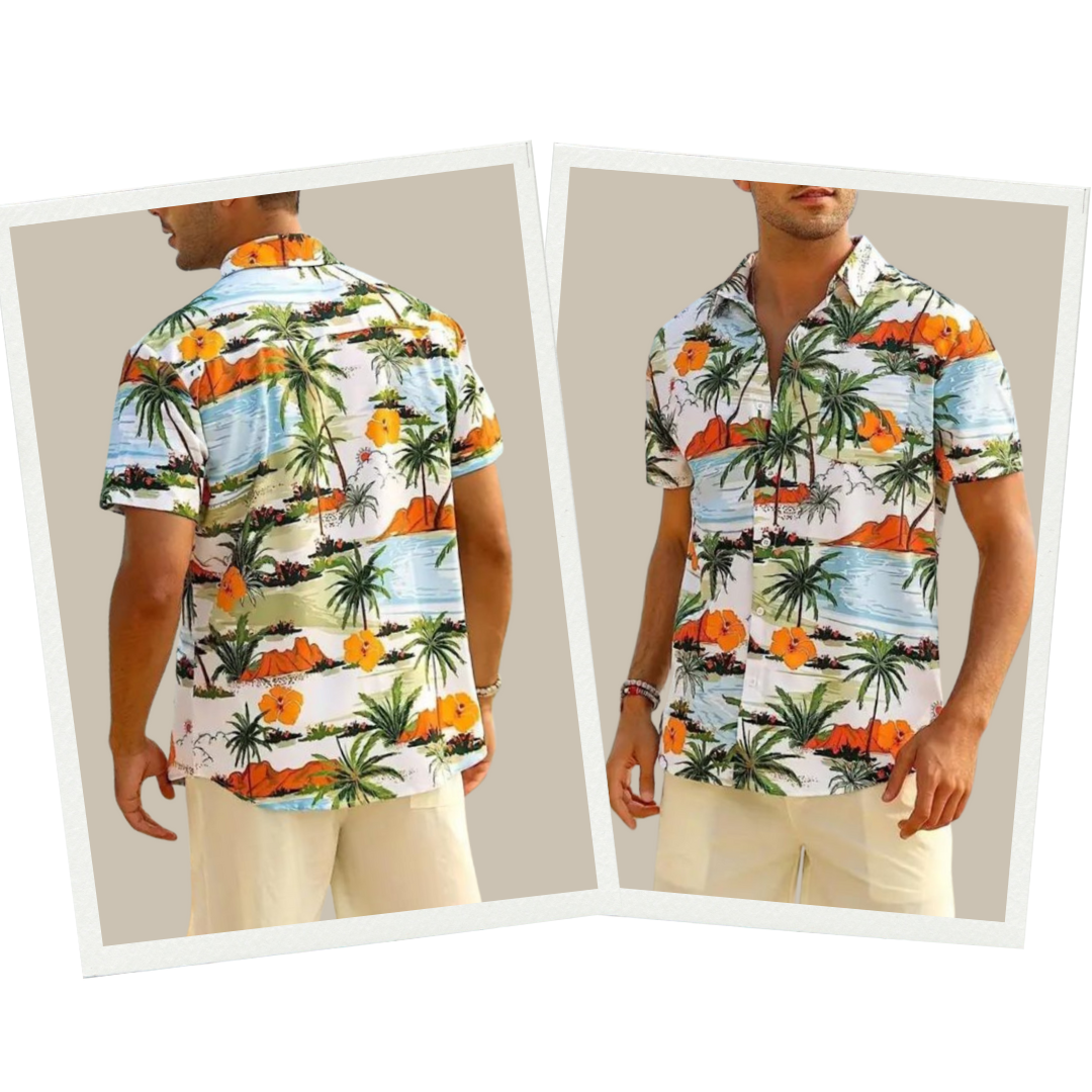 Caspian - Beach Shirt | Hawaiian Short Sleeve Shirt-Blue-M-State of Style