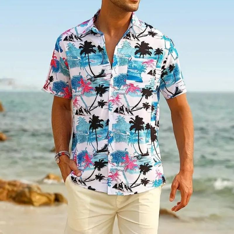 Caspian - Beach Shirt | Hawaiian Short Sleeve Shirt-Sky Blue-M-State of Style