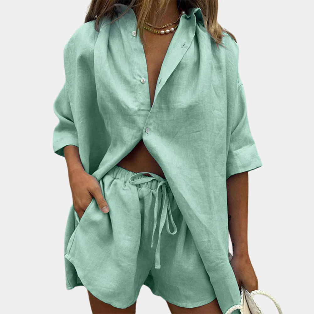 Casual 2-piece Summer Set for Women - Fiora-Green-XS-State of Style