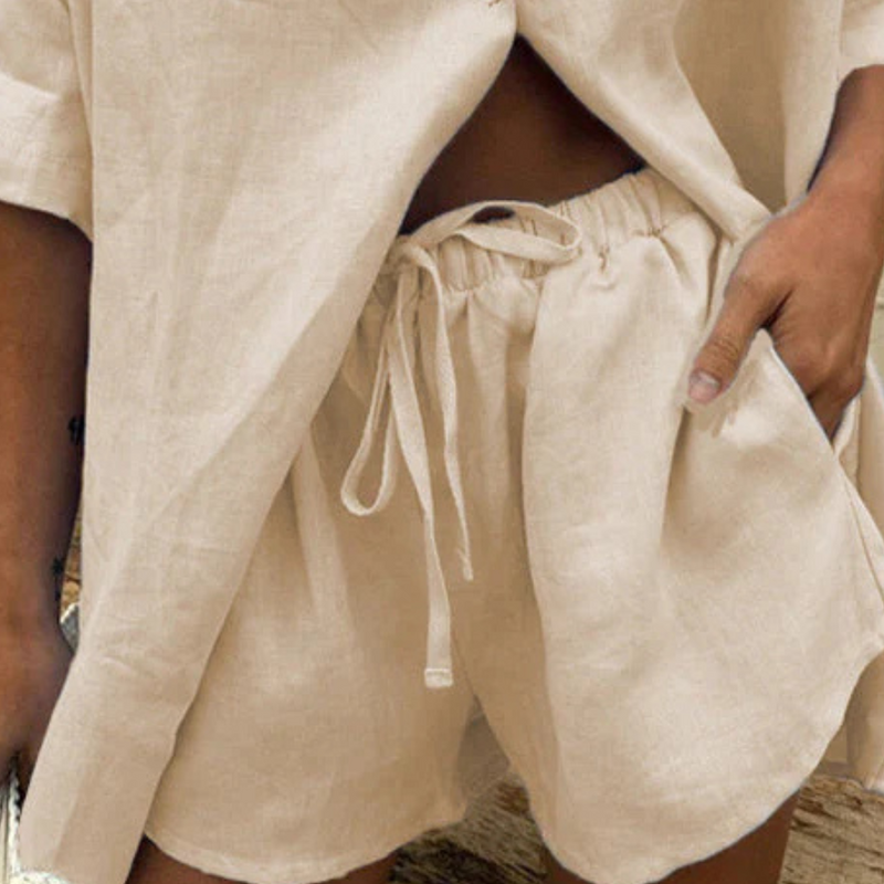 Casual 2-piece Summer Set for Women - Fiora-Khaki-XS-State of Style