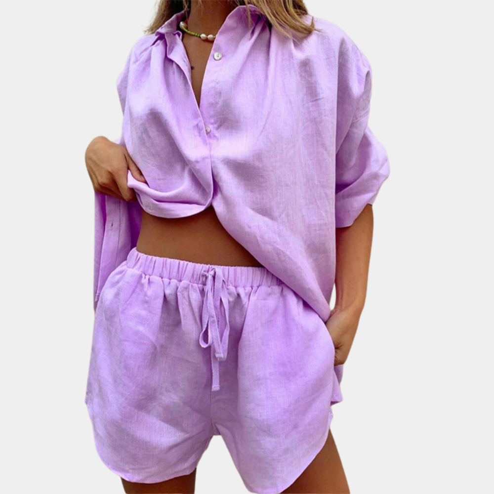 Casual 2-piece Summer Set for Women - Fiora-Purple-XS-State of Style