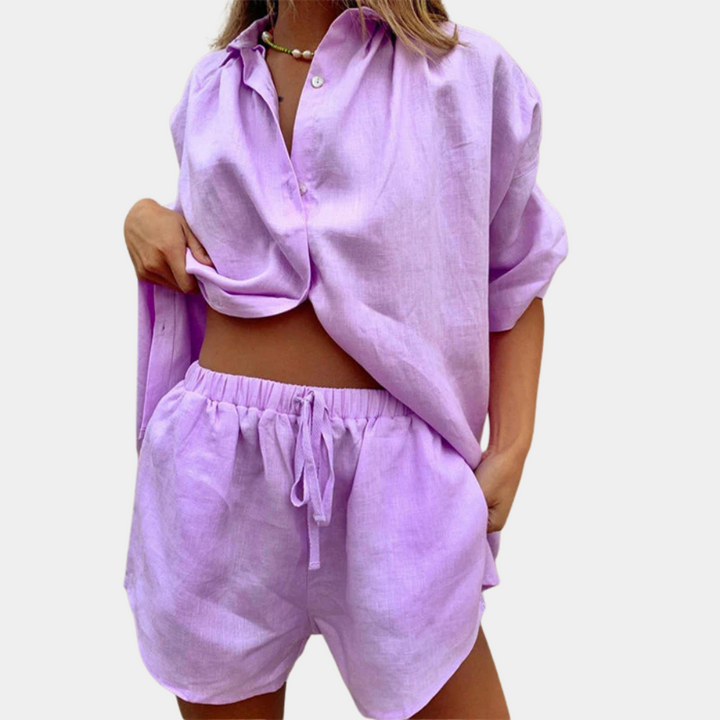 Casual 2-piece Summer Set for Women - Fiora-Purple-XS-State of Style