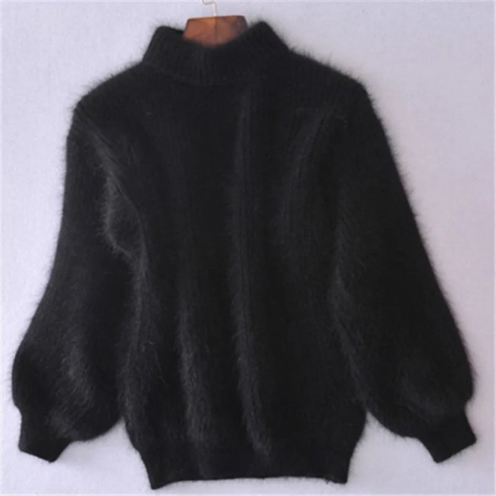 Casual Angora Knitted Women's Sweater - Livia-Black-S-State of Style