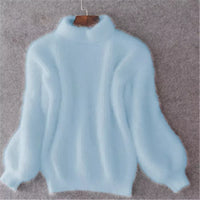 Casual Angora Knitted Women's Sweater - Livia-Blue-S-State of Style