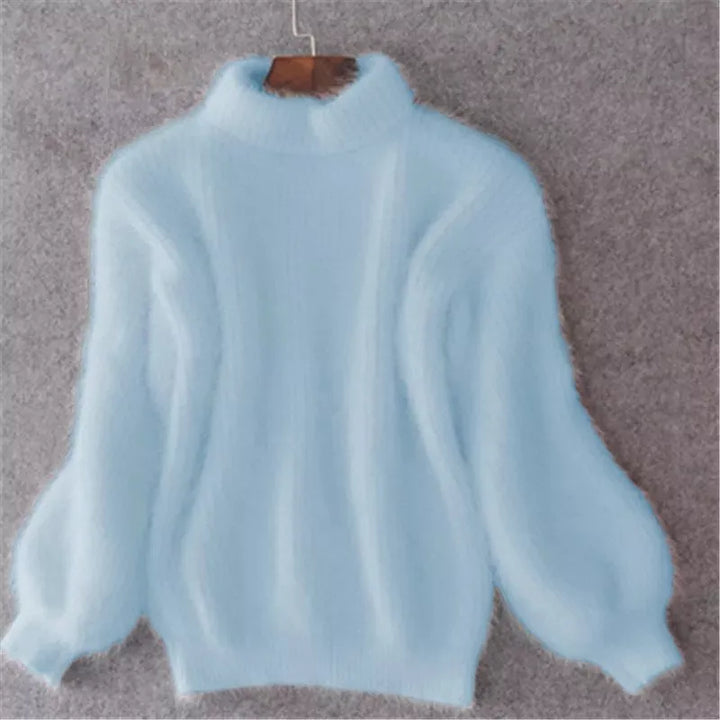 Casual Angora Knitted Women's Sweater - Livia-Blue-S-State of Style