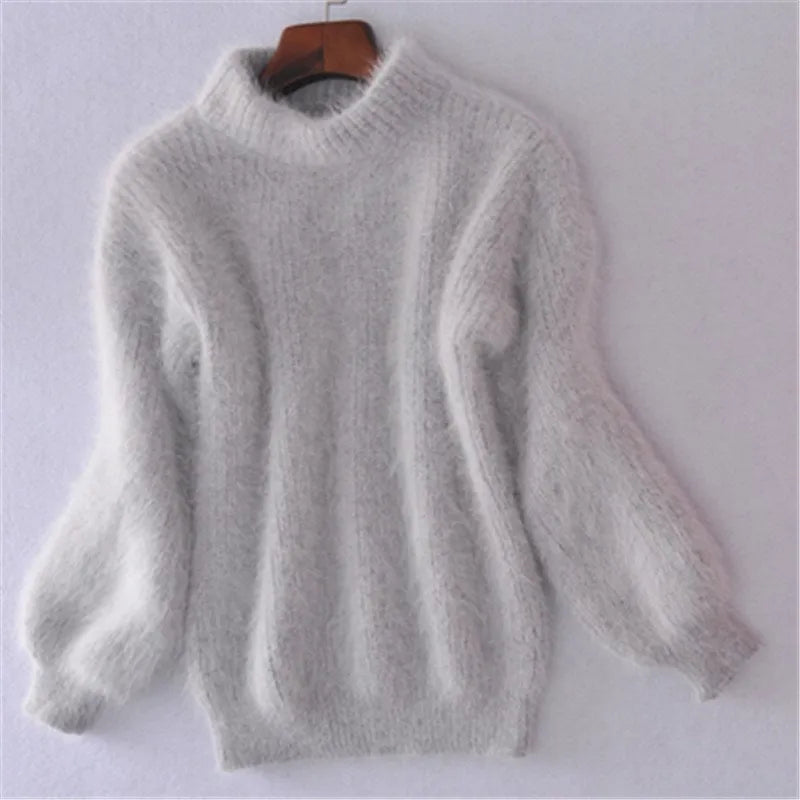 Casual Angora Knitted Women's Sweater - Livia-Grey-S-State of Style