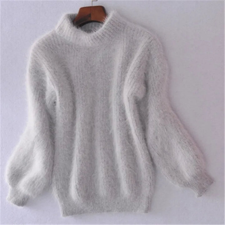 Casual Angora Knitted Women's Sweater - Livia-Grey-S-State of Style