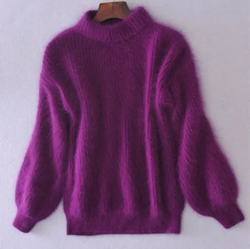 Casual Angora Knitted Women's Sweater - Livia-Purple-S-State of Style