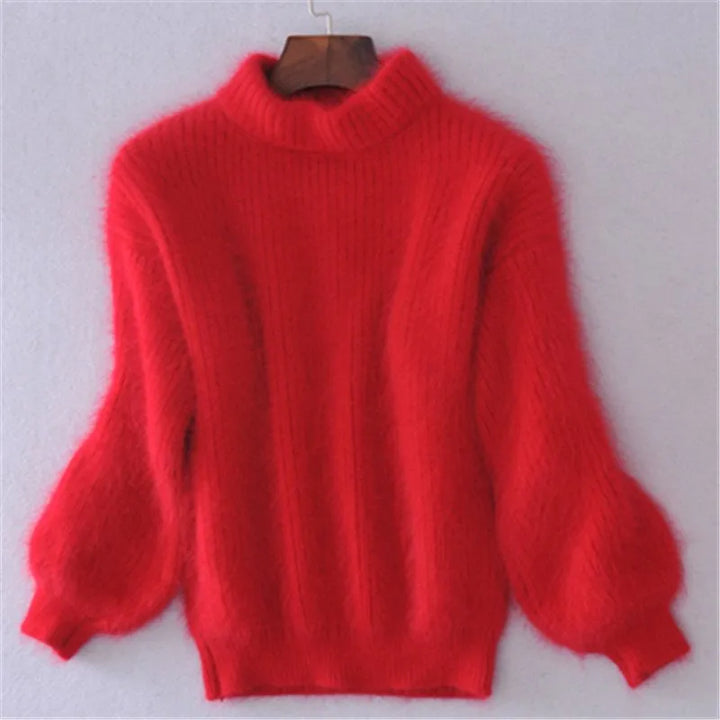Casual Angora Knitted Women's Sweater - Livia-Red-S-State of Style