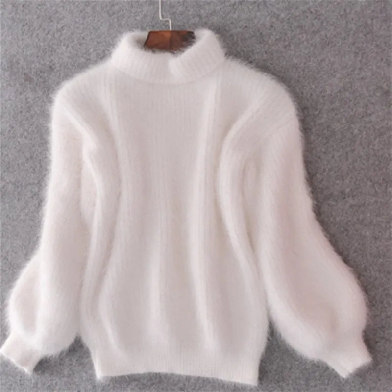 Casual Angora Knitted Women's Sweater - Livia-White-S-State of Style