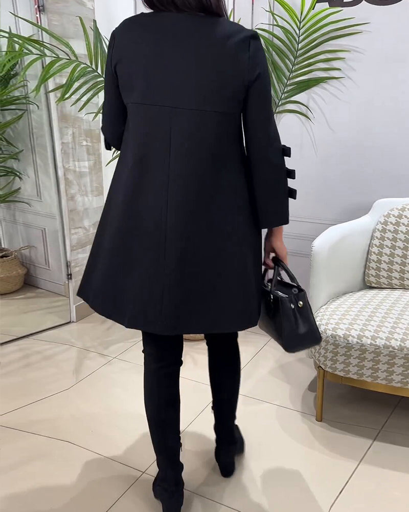 Casual Black Dress with Long Sleeves - Nora-S-State of Style