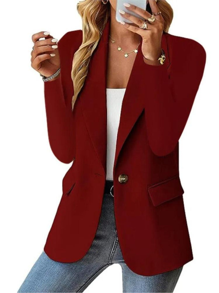 Casual Blazer with Long Sleeves - Mira-Bordeaux Red-XS-State of Style
