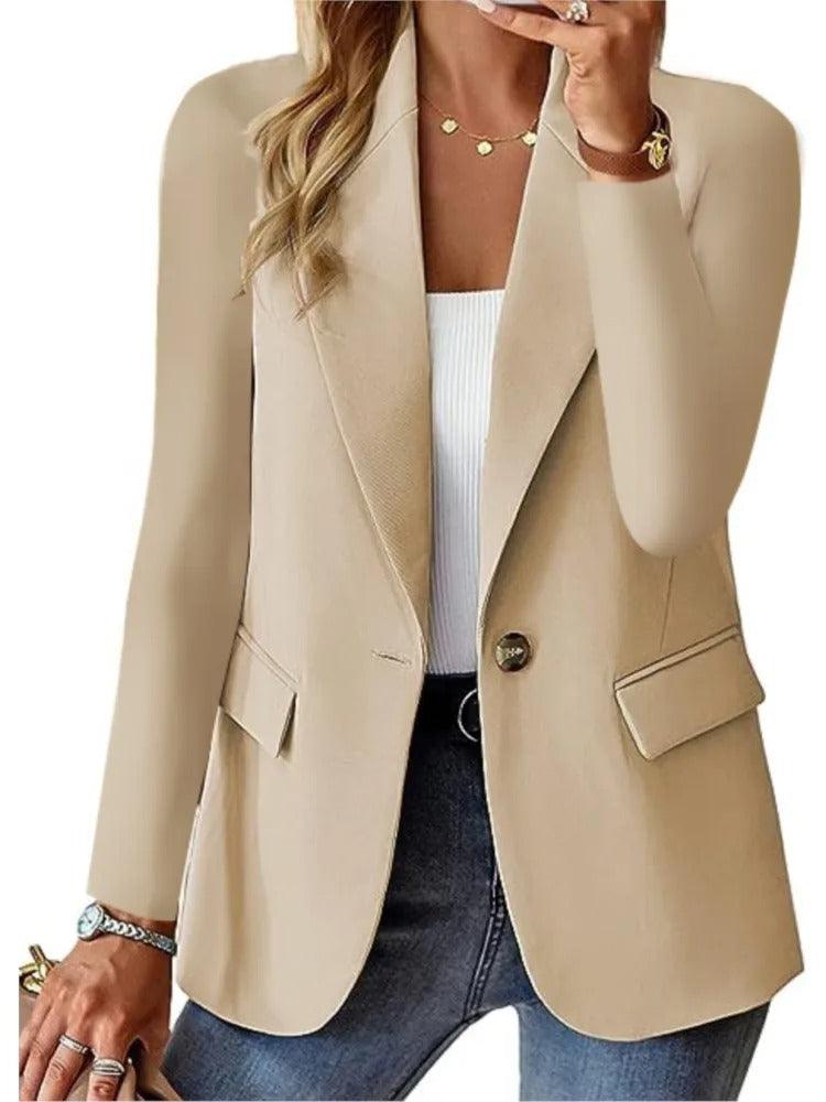 Casual Blazer with Long Sleeves - Mira-Light Brown-XS-State of Style