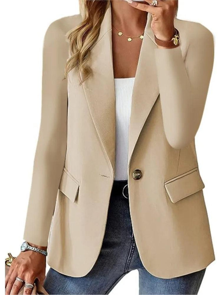 Casual Blazer with Long Sleeves - Mira-Light Brown-XS-State of Style