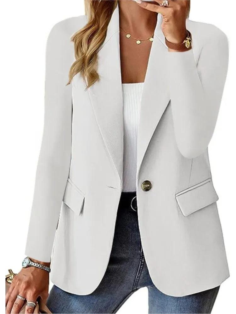 Casual Blazer with Long Sleeves - Mira-White-XS-State of Style