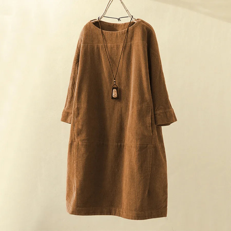 Casual Corduroy Dress | Lavinia-Brown-M-State of Style