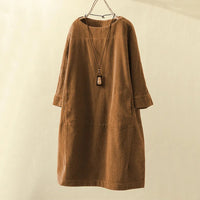 Casual Corduroy Dress | Lavinia-Brown-M-State of Style