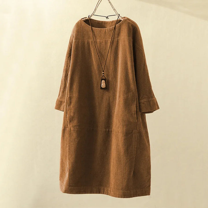 Casual Corduroy Dress | Lavinia-Brown-M-State of Style