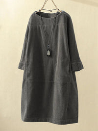 Casual Corduroy Dress | Lavinia-Gray-M-State of Style