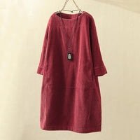 Casual Corduroy Dress | Lavinia-Red-M-State of Style