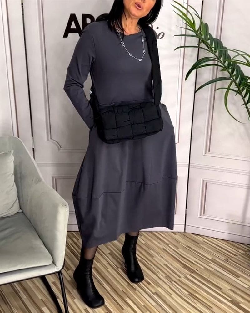 Casual Daily Dress with Round Neck - Sophie-S-State of Style